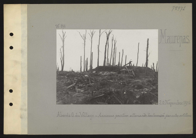 Maurepas. Abords ouest du village : ancienne position allemande bouleversée par notre artillerie