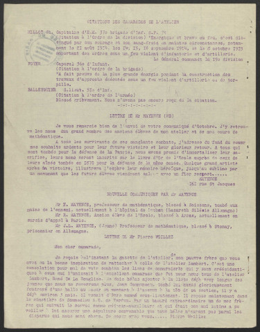 Gazette de l'atelier Lambert - Année 1915 fascicule 11
