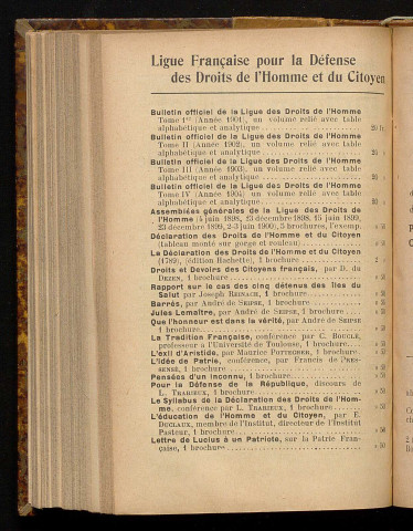 Novembre 1905 - Bulletin officiel de la Ligue des Droits de l'Homme