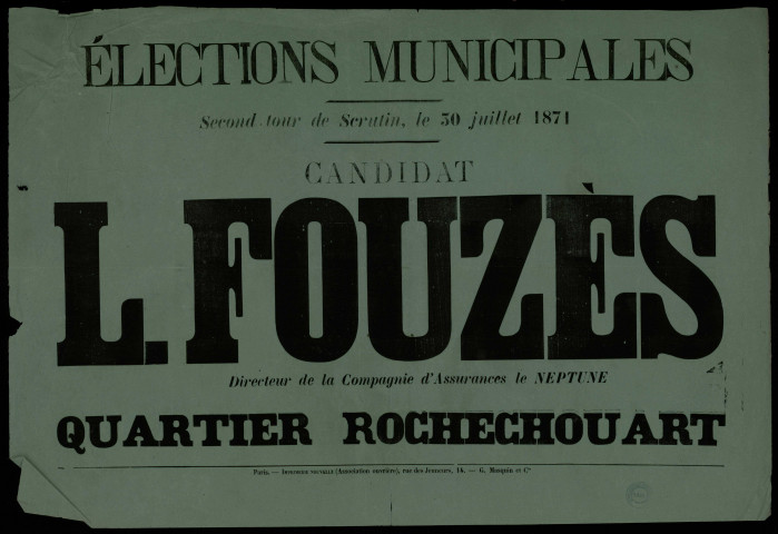 Elections municipales : Candidat L. Fouzès Quartier Rochechouart