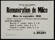 Rémunération de milice : mois de septembre 1941...