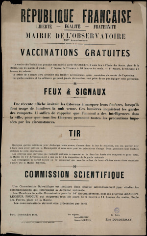 Vaccinations gratuites… Feux et signaux… Tir… Commission scientifique…