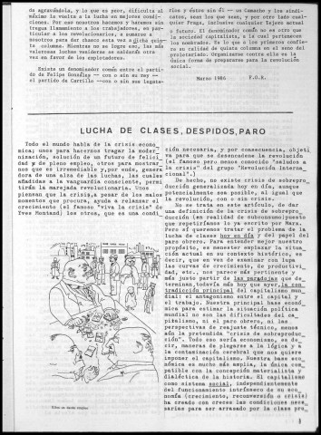 Alarma (1986 ; n°22-23). Sous-Titre : Boletín de Fomento obrero revolucionario. Autre titre : Boletín de FOR