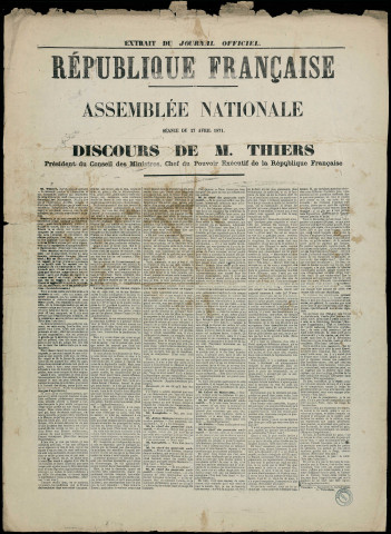 Assemblée Nationale séance du 27 Avril 1871 : Discours de M. Thiers