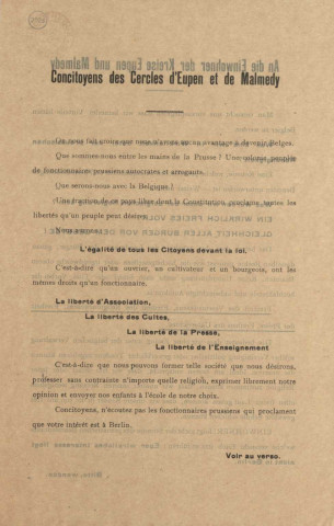 Guerre mondiale 1914-1918. Paix de Versailles. Tracts belges