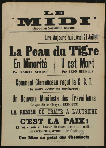 Le Midi. Lire aujourd'hui lundi 21 juillet