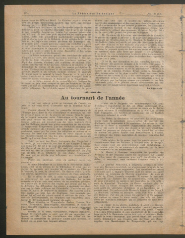 Janvier 1930 - La Fédération balkanique