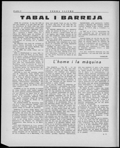 Terra Lliure (1977 : n° 35-44). Sous-Titre : Butlletí de la Regional Catalana C.N.T [puis] Butlletí interior de l'Agrupació Catalana C.N.T. (Exterior)
