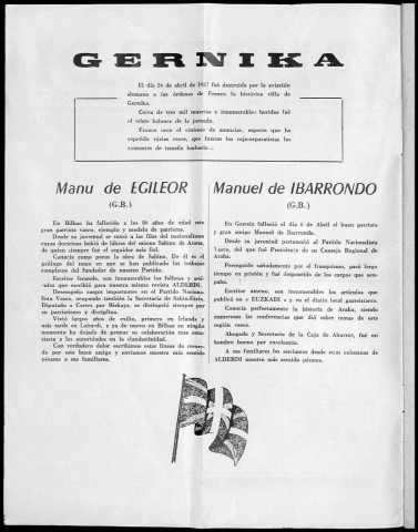 Alderdi (1970 : n° 256-260). Sous-Titre : Boletín del Partido nacionalista vasco