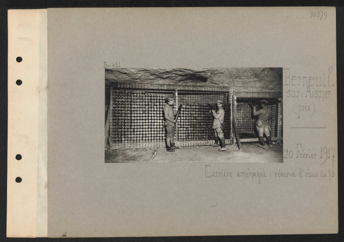 Berneuil-sur-Aisne (près). Carrière aménagée : réserve d'obus de 75