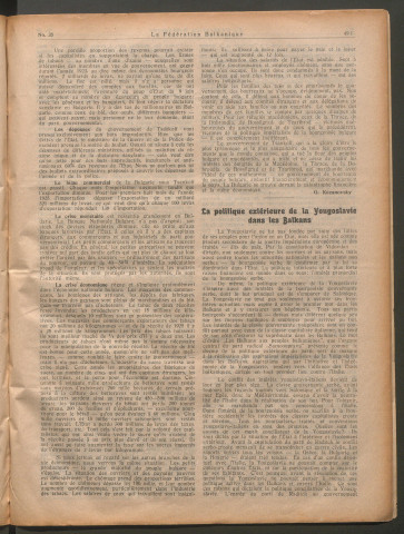 Janvier 1926 - La Fédération balkanique
