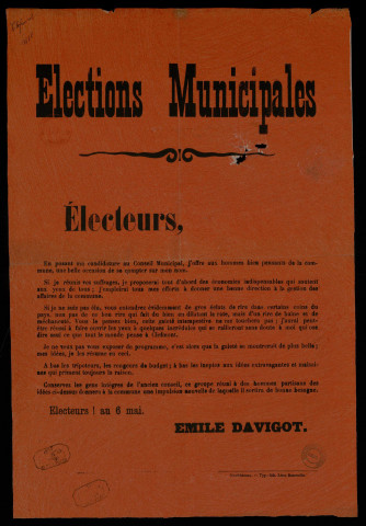 Élections Municipales : Candidature Emile Davigot