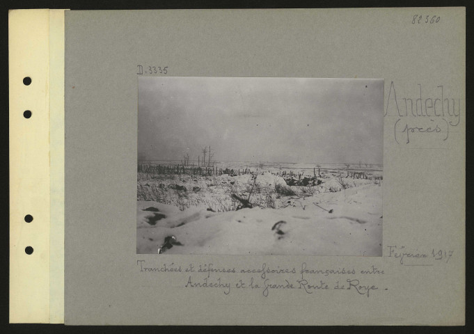 Andechy (près). Tranchées et défenses accessoires françaises entre Andechy et la grande route de Roye