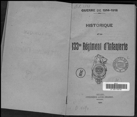 Historique du 133ème régiment d'infanterie