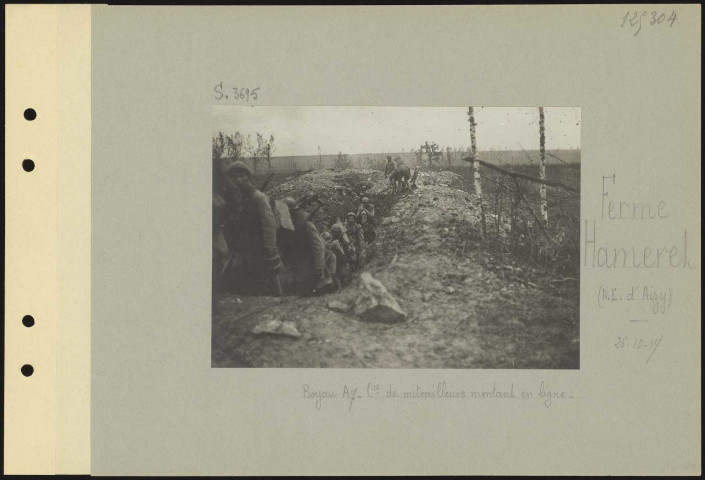 Ferme Hamerel (nord-est d'Aizy). Boyau A7. Compagnie de mitrailleurs montant en ligne