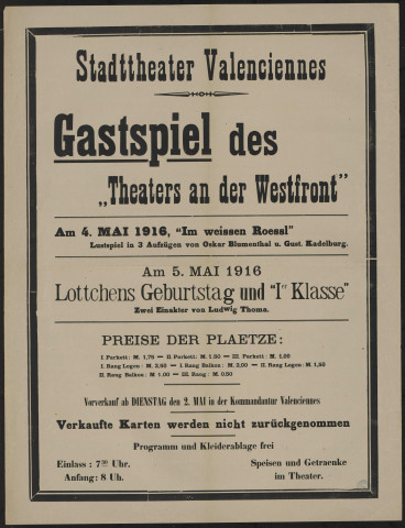 Stadttheater Valenciennes : Gastspiel des "Theaters an der Westfront"