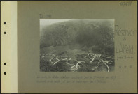 Réservoir de l'Alfeld (Près Sewen). La route du Ballon d'Alsace construite par la 7e armée en 1917. Les lacets de la route ; à droite le réservoir de l'Alfeld