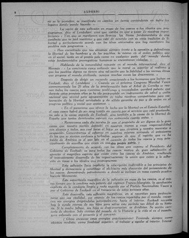 Alderdi (1956 : n° 106-117). Sous-Titre : Boletín del Partido nacionalista vasco