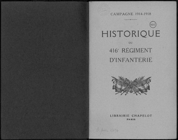 Historique du 416ème régiment d'infanterie