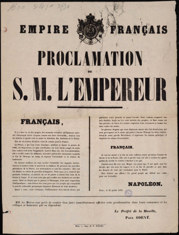 Proclamation de S. M. l'Empereur