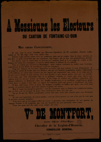 Canton de Fontaine-le-Dun : Candidat Vte de Montfort