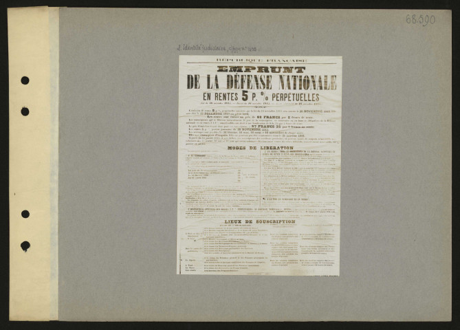 [Emprunt de la défense nationale en rentes 5% perpétuelles]