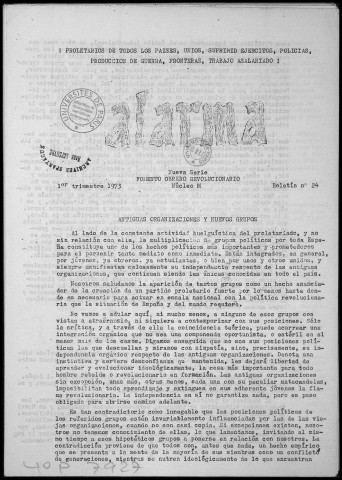 Alarma (1973 ; n°24-26). Sous-Titre : Boletín de Fomento obrero revolucionario. Autre titre : Boletín de FOR