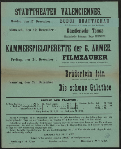 Stadttheater Valenciennes : Kammerspieloperette der 6. Armee