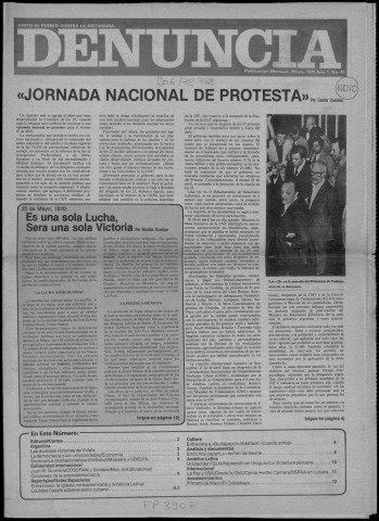 Denuncia. N°43. Mayo 1979. Sous-Titre : Junto al pueblo, contra la dictadura