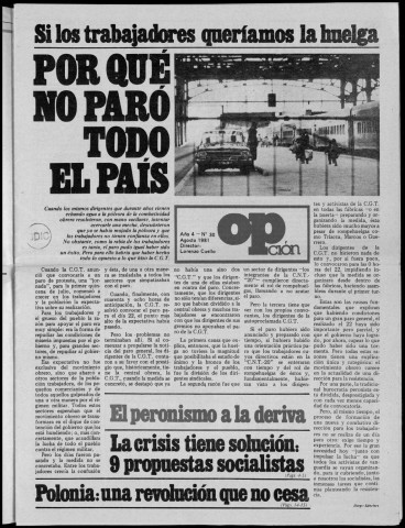 Opción. N° 30, agosto 1981 Autre titre : Opción (Buenos Aires)