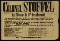 Former vingt Comités électoraux conservateurs Pour l'élection de N. le Colonel Stoffel