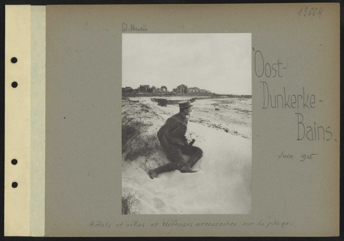 Oost-Dunkerke-Bains. Hôtels et villas et défenses accessoires sur la plage