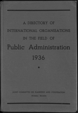 A directory of international organisations in the field of Public Administration