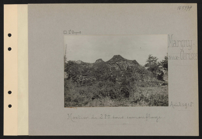 Margny-aux-Cerises. Mortier de 280 sans camouflage