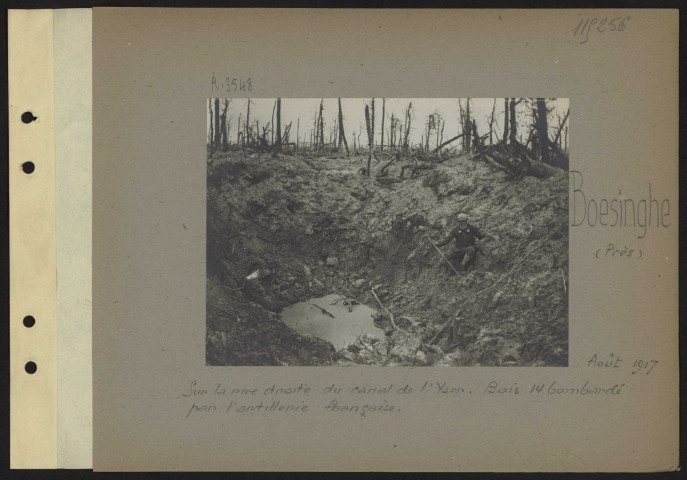Boesinghe (près). Sur la rive droite du canal de l'Yser. Bois 14 bombardé par l'artillerie française