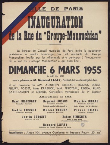 Inauguration de la rue du Groupe-Manouchian