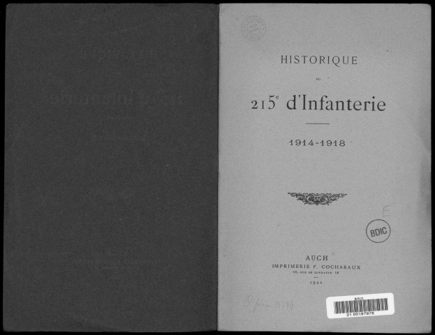 Historique du 215ème régiment d'infanterie