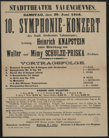 Stadttheater Valenciennes : 10. Symphonie-Konzert