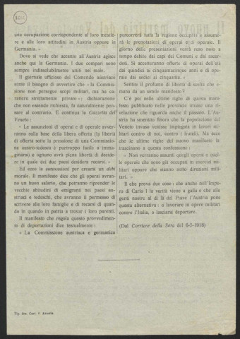 Guerre mondiale 1914-1918. Italie.Tracts de propagande patriotique. Atrocités en Italie