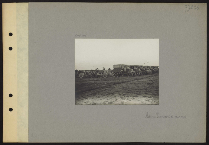 S.l. (Marne). Transport de munitions. Transport de madriers