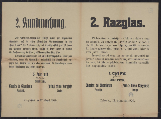 Personen als Sprecher austreten dürfen, abstimmungsberechtigt sind = Le osebe, ki imajo glasovalno pravico v coni coni, kjer se vrši javni shod