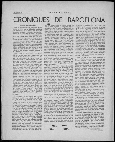 Terra Lliure (1965 : n° 07). Sous-Titre : Butlletí de la Regional Catalana C.N.T [puis] Butlletí interior de l'Agrupació Catalana C.N.T. (Exterior)