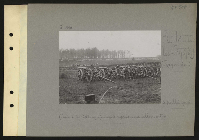 Fontaine-les-Cappy (ravin de). Canons de 120 long français repris aux Allemands