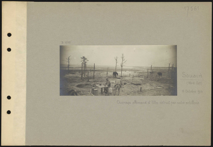 Souain (nord-est). Ouvrage allemand d'Ulm détruit par notre artillerie
