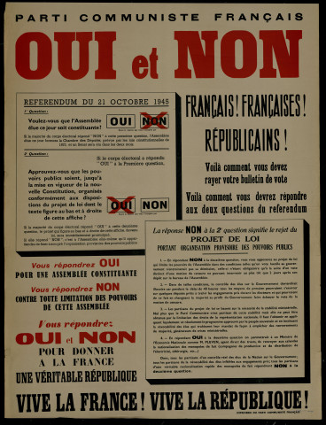 Oui et Non : Français ! Françaises ! Républicains ! Voilà comment vous devez rayer votre bulletin de vote