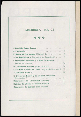 Alderdi (1973 : n° 281-289). Sous-Titre : Boletín del Partido nacionalista vasco