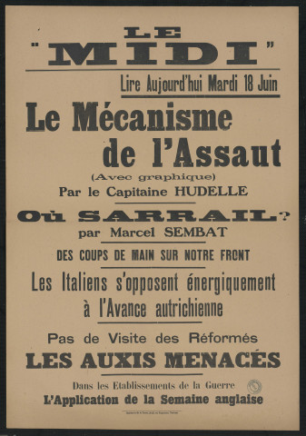 Le "Midi" : lire aujourd'hui mardi 18 juin