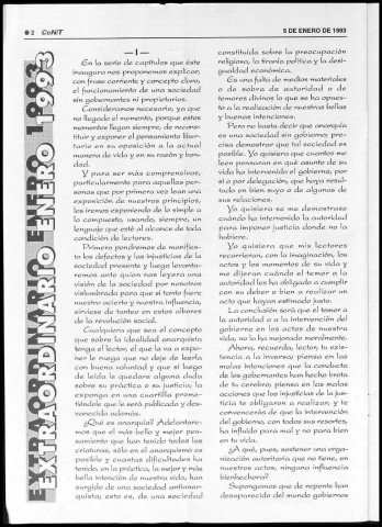 Cenit (1993 ; n° 473-519). Sous-Titre : órgano de la CNT-AIT Regional del Exterior, portavoz de la CNT de España. Autre titre : Fusion de : "CNT (Toulouse)", ISSN 0754-0582, interdit en 1961 et de : "Solidaridad obrera (Paris)", ISSN 0180-0523, disparu après la publication du numéro 3 en novembre 1976