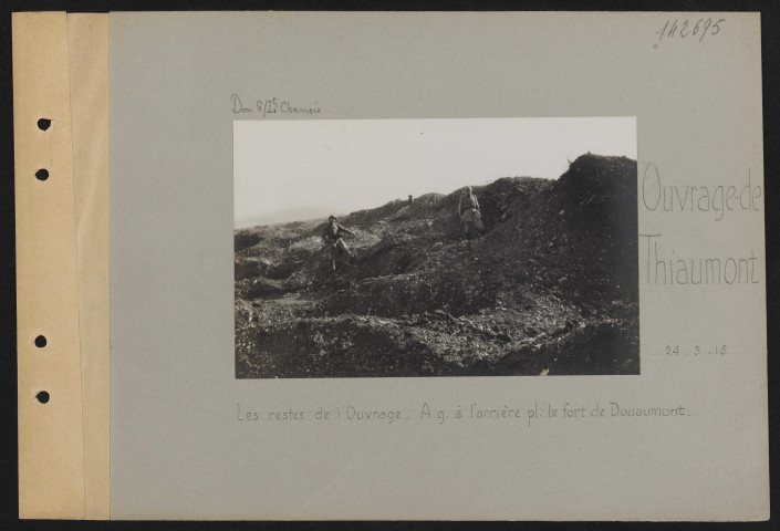 Ouvrage de Thiaumont. Les restes de l'ouvrage. À gauche, à l'arrière-plan, le fort de Douaumont