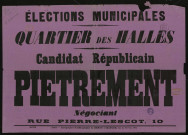 Élections municipales : Quartier des Halles Candidat Républicain Pietrement
